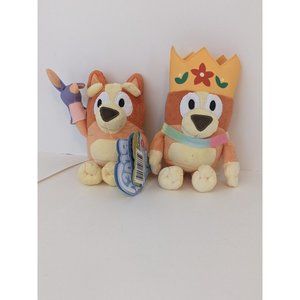 Bluey, Set of Plush Bingo Dolls, Queen Bingo and Bingo with Bob Bilby
